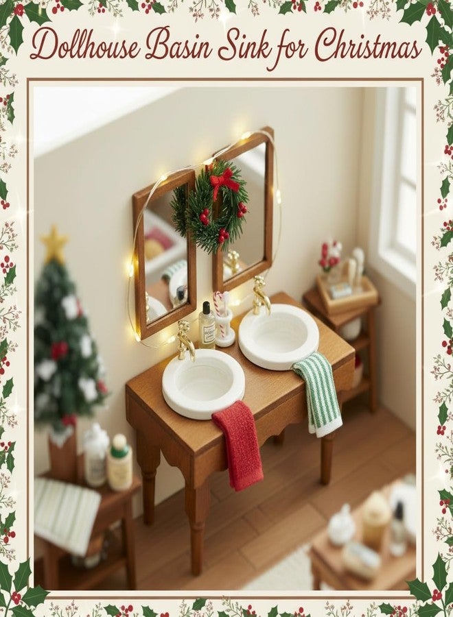 JOINPAYA 1/12 Scale Dollhouse Basin Sink: Mini House Bathroom Furniture Basin Mini Cabinet Adornments for Bathroom Scene Prop - Image 4
